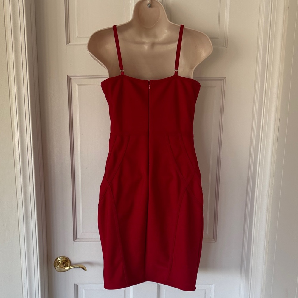 Haute Monde Ruby Red Bodycon Mini Dress Sweetheart Neckline – Size M - Picture 6 of 7